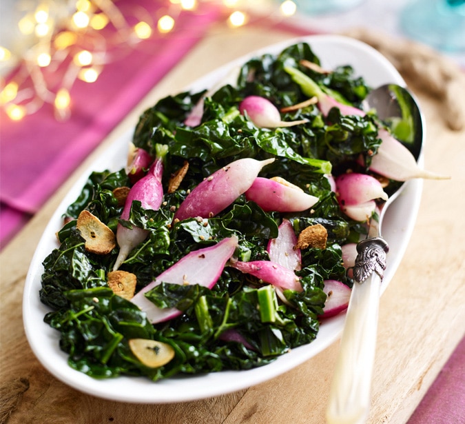 Quick Cooked Radishes and Kale