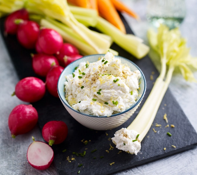 Radish and Celery Crudités with a Herby Goats’ Cheese Dip
